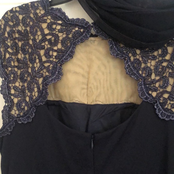 Dark navy Alex Evenings formal with matching sheer wrap - Picture 3 of 6